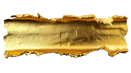 Gold ripped paper banner isolated on white background