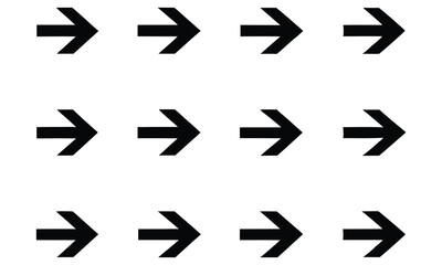 This vector set features black arrow icons, essential web design elements for direction and play symbols