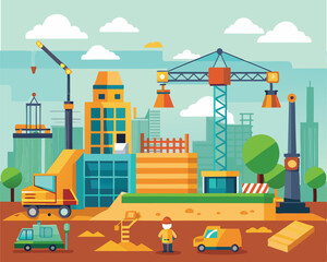 Fototapeta premium Construction Site. Modern City Development