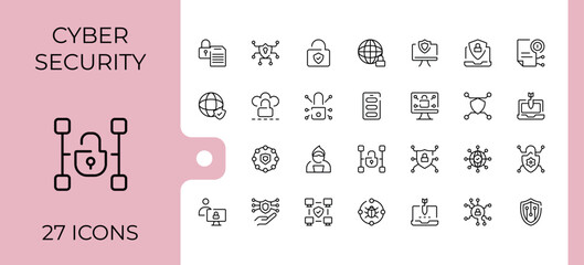 Cyber Security simple icon. Featuring protect, safe, firewall, security and more. Cyber icon set. Editable vector art and illustration.