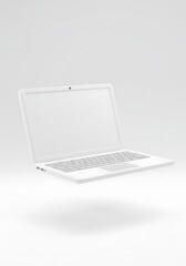 Fototapeta premium White Laptop Computer Mockup, Floating, Blank Screen