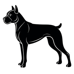 Black and White Boxer Dog Silhouette