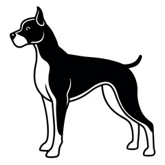 Black and White Boxer Dog Silhouette