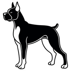 Black and White Boxer Dog Silhouette