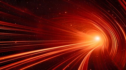 Naklejka premium Acaptivatingspace-themedimagewithaswirling,fieryredtunneleffect.Starsdotthedarkbackground,andabrightlightsourceatthetunnel'sendsuggestsajourneyoramysteriousdestination.