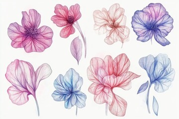 Delicate Watercolor Floral Artwork Featuring Pastel Hues