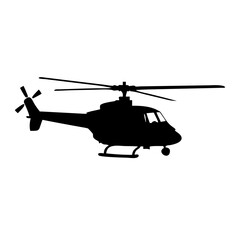 Vector graphic of black helicopter silhouette aviation transport flying machine aircraft rotorcraft chopper design