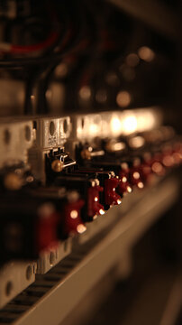Fragment of an electrical panel with load management relays, installed in a dkc electric jury
