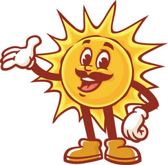 Cartoon character sun with mustache