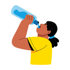 A flat style illustration of sipping water