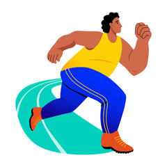 A flat style illustration showing a character running