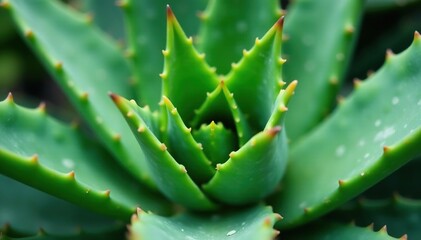 Close-up of aloe vera plant leaves, succulent texture, growth, skincare, arid