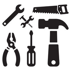 Engineering Tools Silhouette Icon – Industrial and Mechanical Symbol
