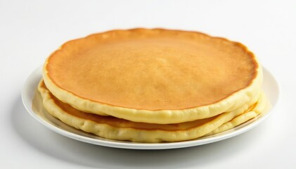 Close-up of a flipped pancake on white background , batter, recipe, round