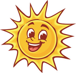 Cartoon character sun is shining and smiling