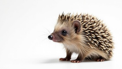 Obraz premium Close-up of a hedgehog against a pure white backdrop, wildlife, macro, clipart