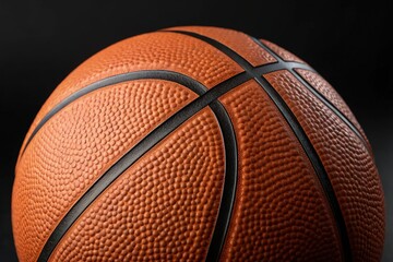 Fototapeta premium Close up View of Textured Basketball With Black Stitching Generative AI