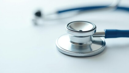 Close-up of a stethoscope on a white background, suggesting a veterinary setting , checkup, diagnosis, animal doctor