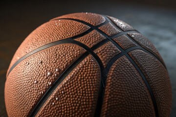 Fototapeta premium Close up View of a Detailed Basketball With Black Stitching Generative AI