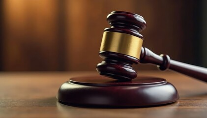 Close-up of a baseball bat resting on a courtroom gavel, signifying the legal battle over a sports-related issue , legal, sport, rivalry