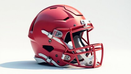 Fototapeta premium Football helmet on white backdrop, shadow visible , equipment, athletic