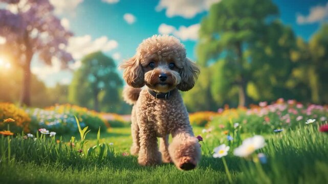 A lovely toy poodle in the park