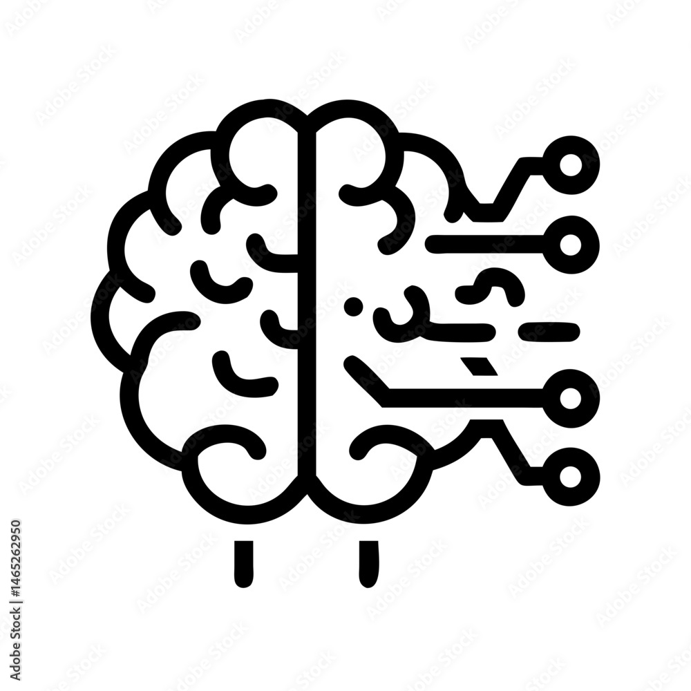 Poster brain artificial intelligence ai machine learning neural network deep learning technology icon