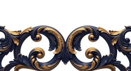 Dark blue and gold ornate decorative trim