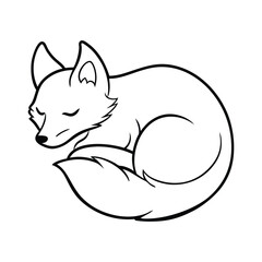 a fox curled up asleep with its tail wrapped