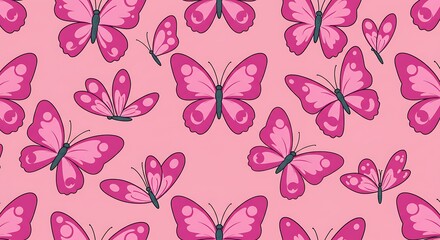 Fototapeta premium Pink Butterfly Seamless Pattern Background