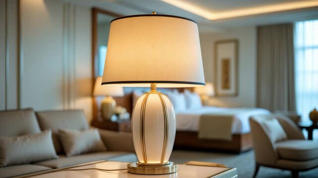 Image of a lamp in a hotel room available royalty free