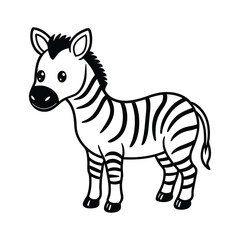 a baby zebra with stripes and round cheeks vector line art