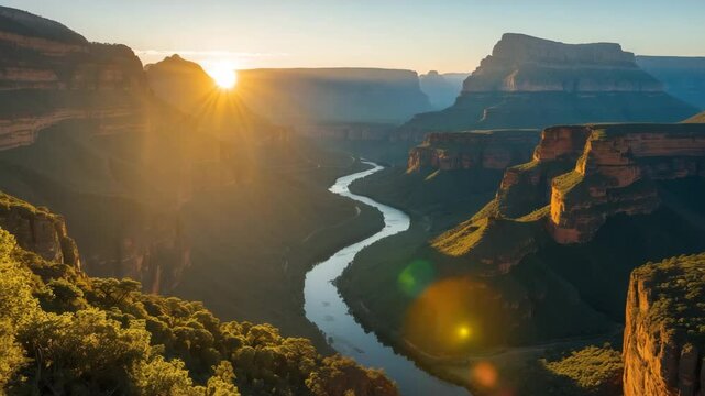 Morning sunlight brightens the Canyon.