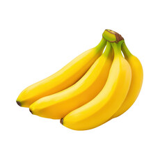 Bunch of yellow bananas on transparent background