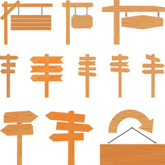Wooden sign Vector Illustration, Wooden Sign board, blank wooden signage clipart