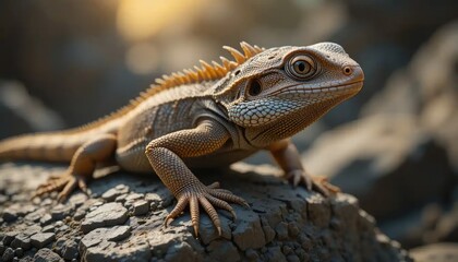 Fototapeta premium Majestic Australian Water Dragon Basking in Sunlight