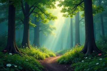 Obraz premium Serene forest background image, perfect for nature-themed projects , texture, ecology