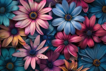 different color daisy flowers background
