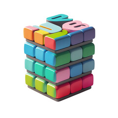 Colorful 3D Cube Puzzle Abstract Art Illustration