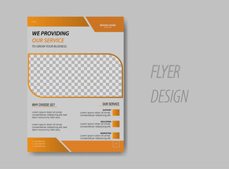 Colorful flyer design template with yellow color & geometric corporate clean flyer design 