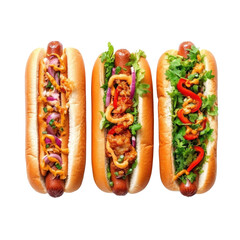Hot Dogs isolated on transparent background .