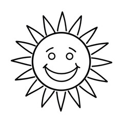 a smiling sun with simple rays extending outward vector line art