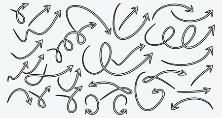 Hand Drawn Arrow Set, paint brush set, arrow set, brush stock arrow set Twisted, and Looped Sketch Arrows set