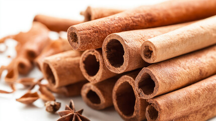 Cinnamon sticks isolated on white background 
