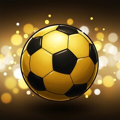 Fototapeta premium Golden Soccer Ball, Sparkling Background