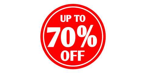 Red "Up To 70% Off" Discount Sale Badge Icon