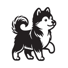 Canadian Inuit Dog Baby Silhouette Vector Illustration White Background 