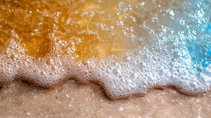 Obraz premium Foamy Ocean Water Washing Ashore on Sandy Beach