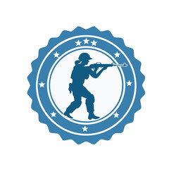 Military Shield Logo with Soldier Silhouette