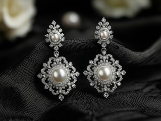 Fototapeta premium diamond necklace on black background